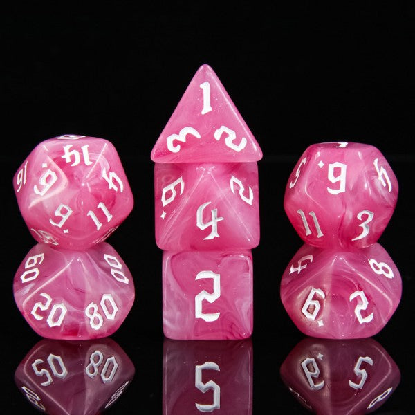 Bauhinia 7pc Dice Set inked in White